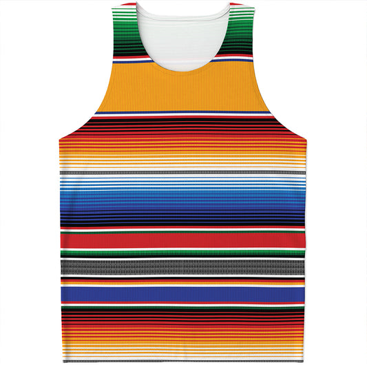 Ethnic Serape Blanket Stripe Print Men's Tank Top