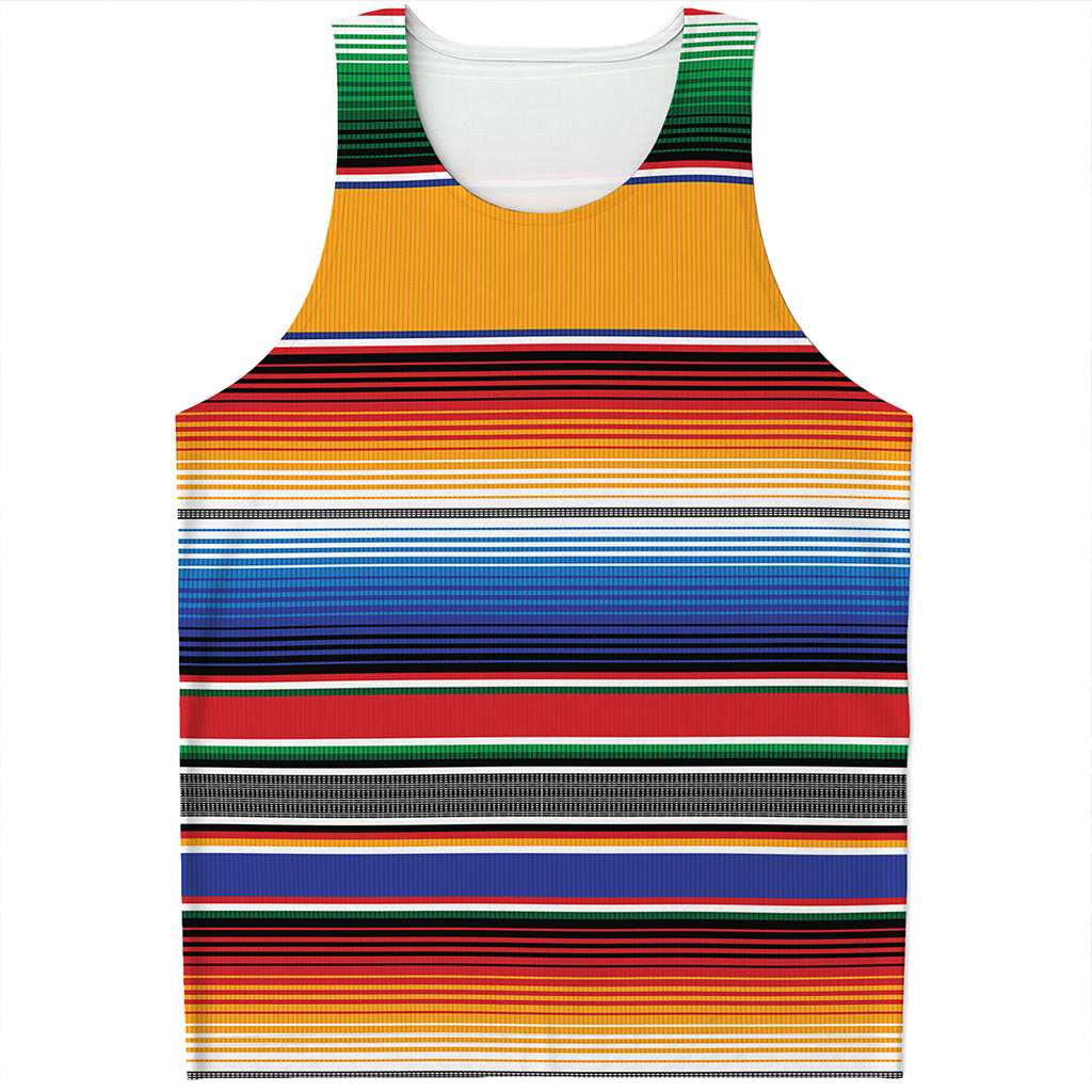 Ethnic Serape Blanket Stripe Print Men's Tank Top