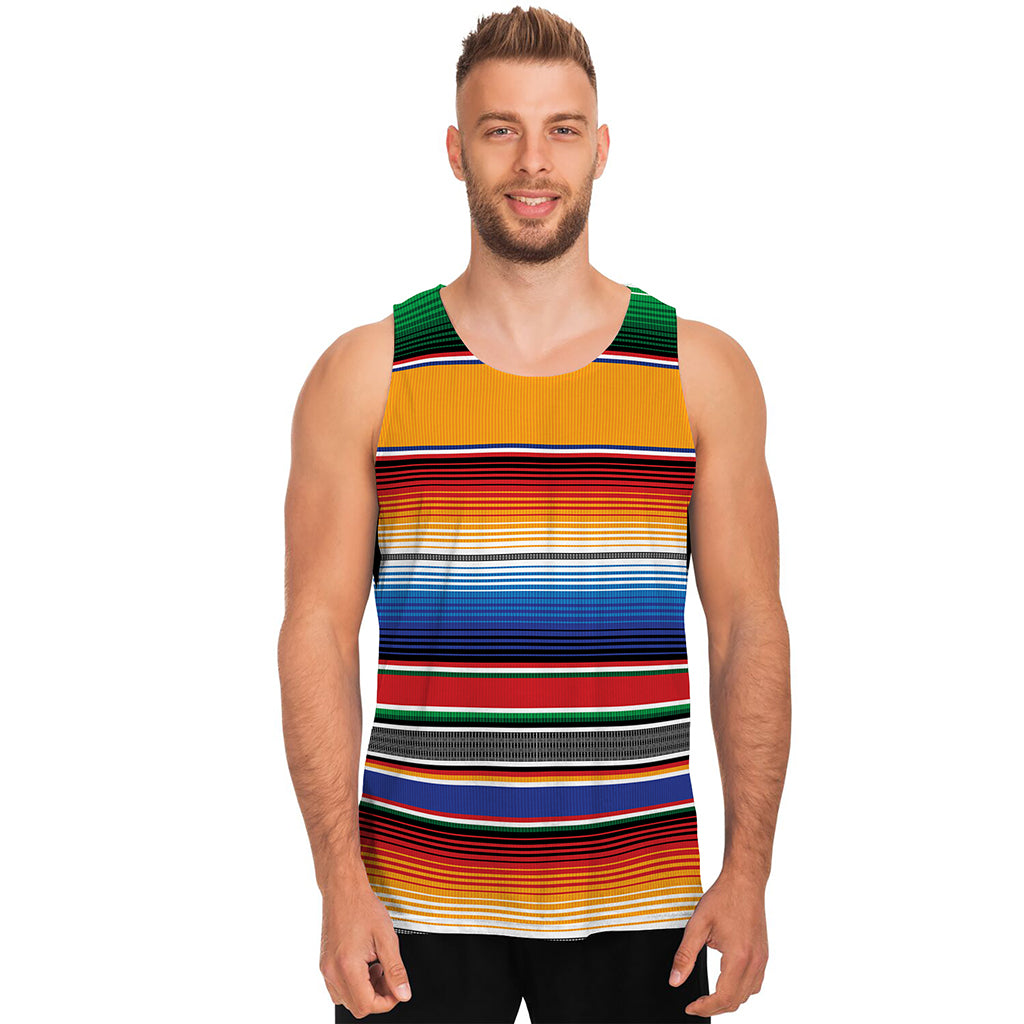 Ethnic Serape Blanket Stripe Print Men's Tank Top