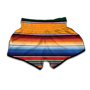 Ethnic Serape Blanket Stripe Print Muay Thai Boxing Shorts