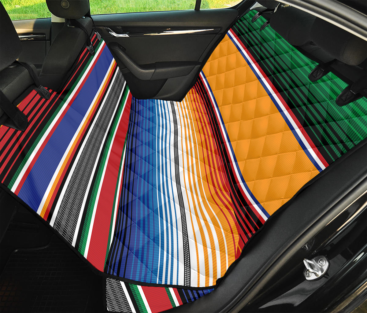 Ethnic Serape Blanket Stripe Print Pet Car Back Seat Cover