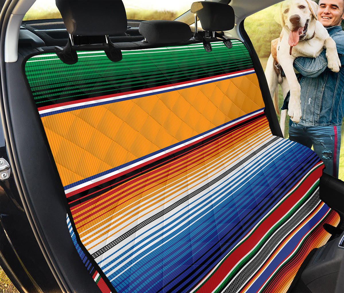 Ethnic Serape Blanket Stripe Print Pet Car Back Seat Cover