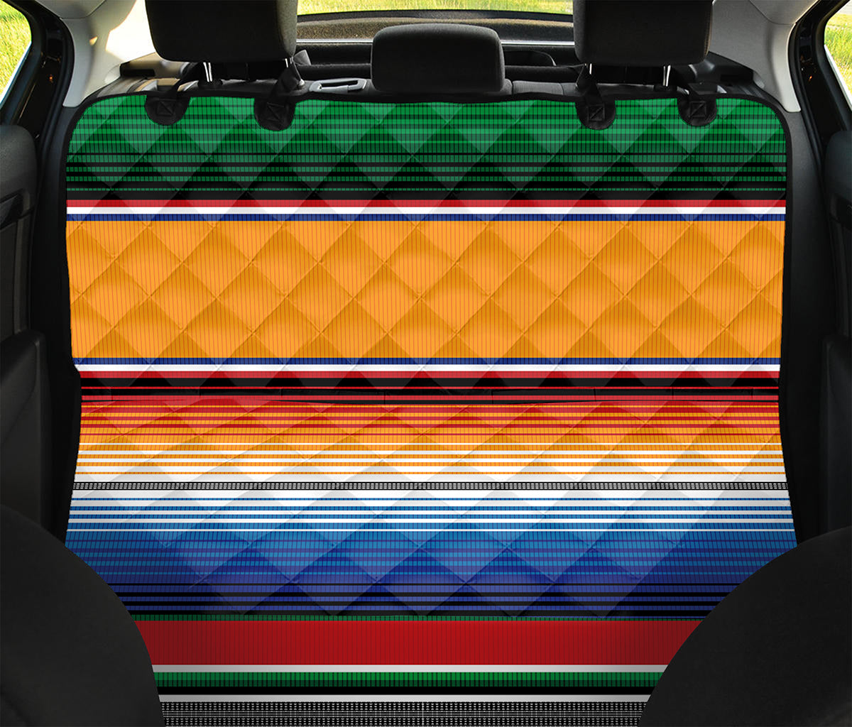 Ethnic Serape Blanket Stripe Print Pet Car Back Seat Cover