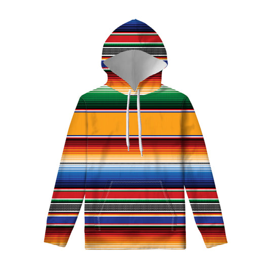 Ethnic Serape Blanket Stripe Print Pullover Hoodie