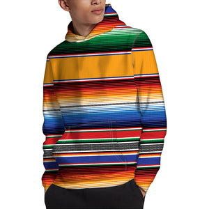 Ethnic Serape Blanket Stripe Print Pullover Hoodie