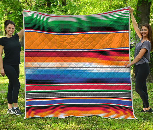 Ethnic Serape Blanket Stripe Print Quilt