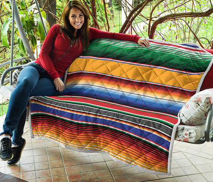 Ethnic Serape Blanket Stripe Print Quilt