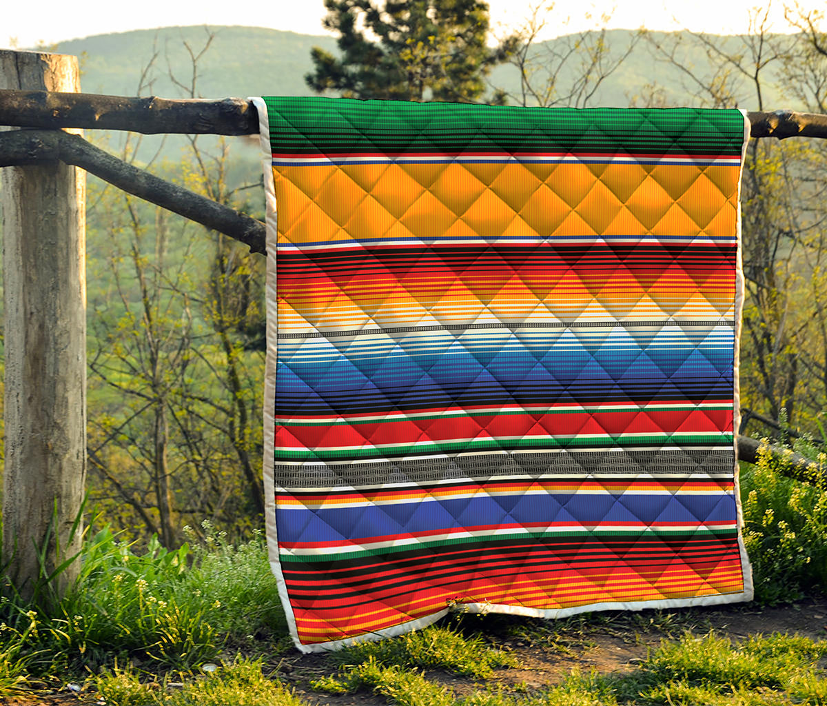 Ethnic Serape Blanket Stripe Print Quilt