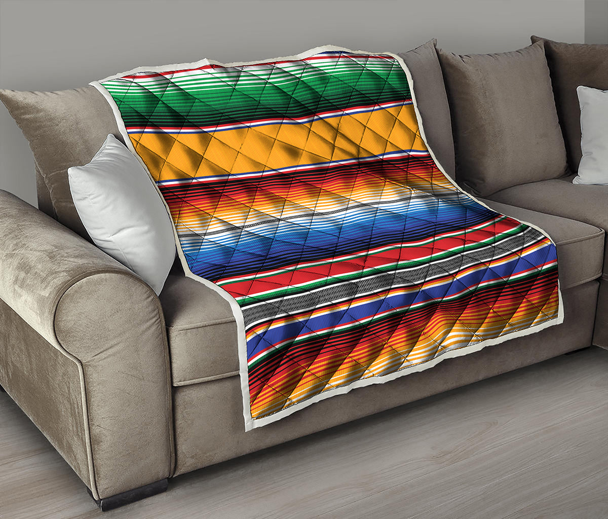 Ethnic Serape Blanket Stripe Print Quilt