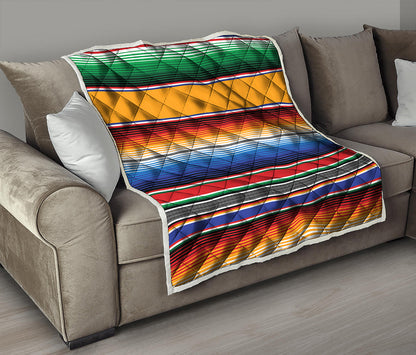 Ethnic Serape Blanket Stripe Print Quilt