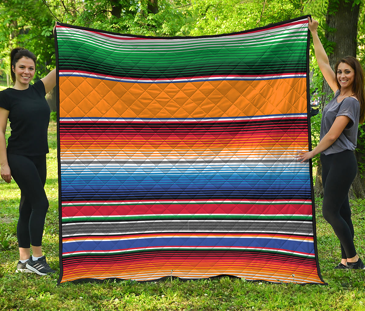 Ethnic Serape Blanket Stripe Print Quilt