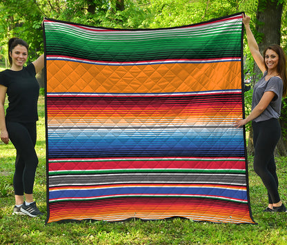 Ethnic Serape Blanket Stripe Print Quilt