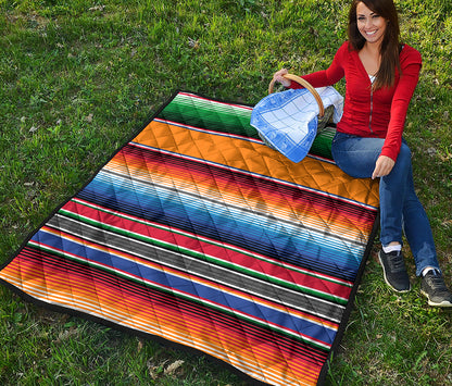 Ethnic Serape Blanket Stripe Print Quilt