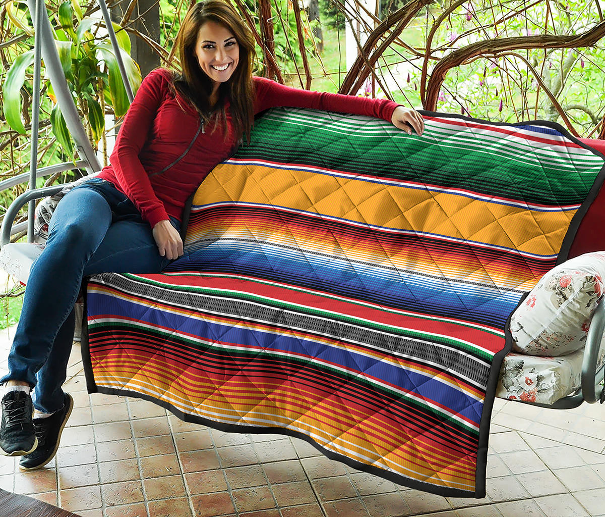 Ethnic Serape Blanket Stripe Print Quilt