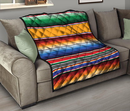 Ethnic Serape Blanket Stripe Print Quilt