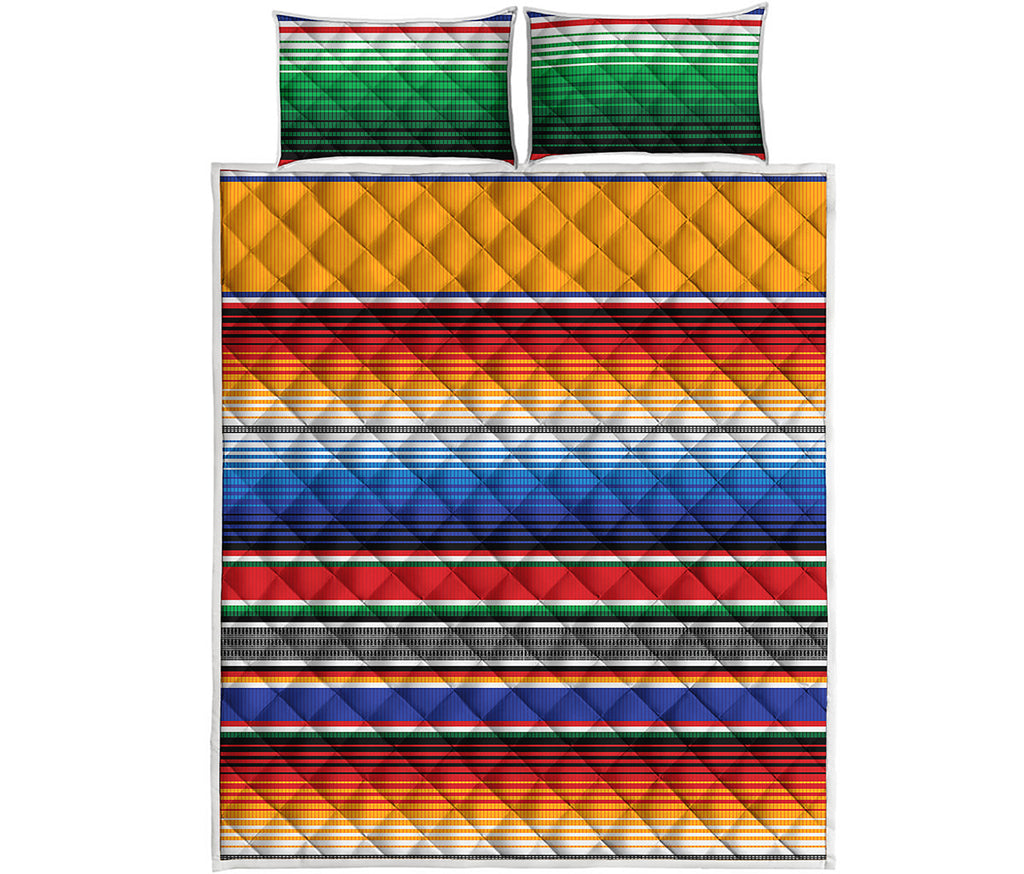 Ethnic Serape Blanket Stripe Print Quilt Bed Set