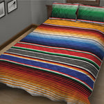 Ethnic Serape Blanket Stripe Print Quilt Bed Set