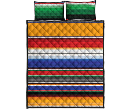 Ethnic Serape Blanket Stripe Print Quilt Bed Set
