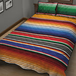 Ethnic Serape Blanket Stripe Print Quilt Bed Set