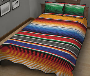 Ethnic Serape Blanket Stripe Print Quilt Bed Set