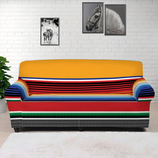 Ethnic Serape Blanket Stripe Print Sofa Cover