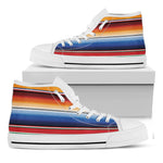 Ethnic Serape Blanket Stripe Print White High Top Shoes