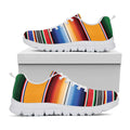 Ethnic Serape Blanket Stripe Print White Running Shoes