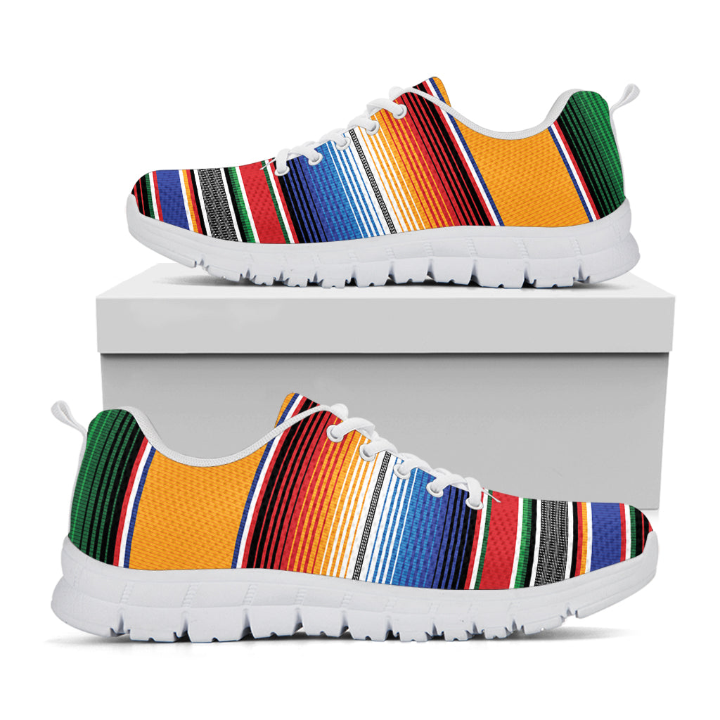 Ethnic Serape Blanket Stripe Print White Sneakers