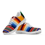 Ethnic Serape Blanket Stripe Print White Sneakers