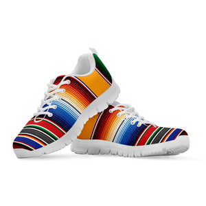 Ethnic Serape Blanket Stripe Print White Sneakers