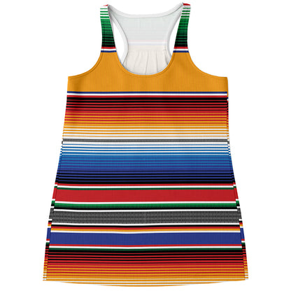 Ethnic Serape Blanket Stripe Print Women's Racerback Tank Top