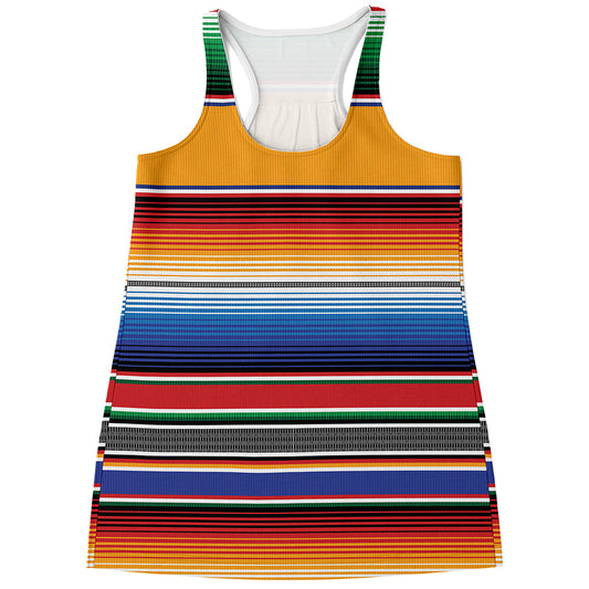Ethnic Serape Blanket Stripe Print Women's Racerback Tank Top