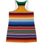 Ethnic Serape Blanket Stripe Print Women's Racerback Tank Top