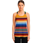Ethnic Serape Blanket Stripe Print Women's Racerback Tank Top