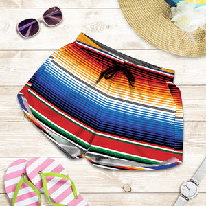 Ethnic Serape Blanket Stripe Print Women's Shorts