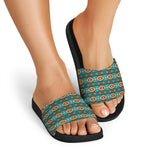 Ethnic Southwestern Navajo Pattern Print Black Slide Sandals