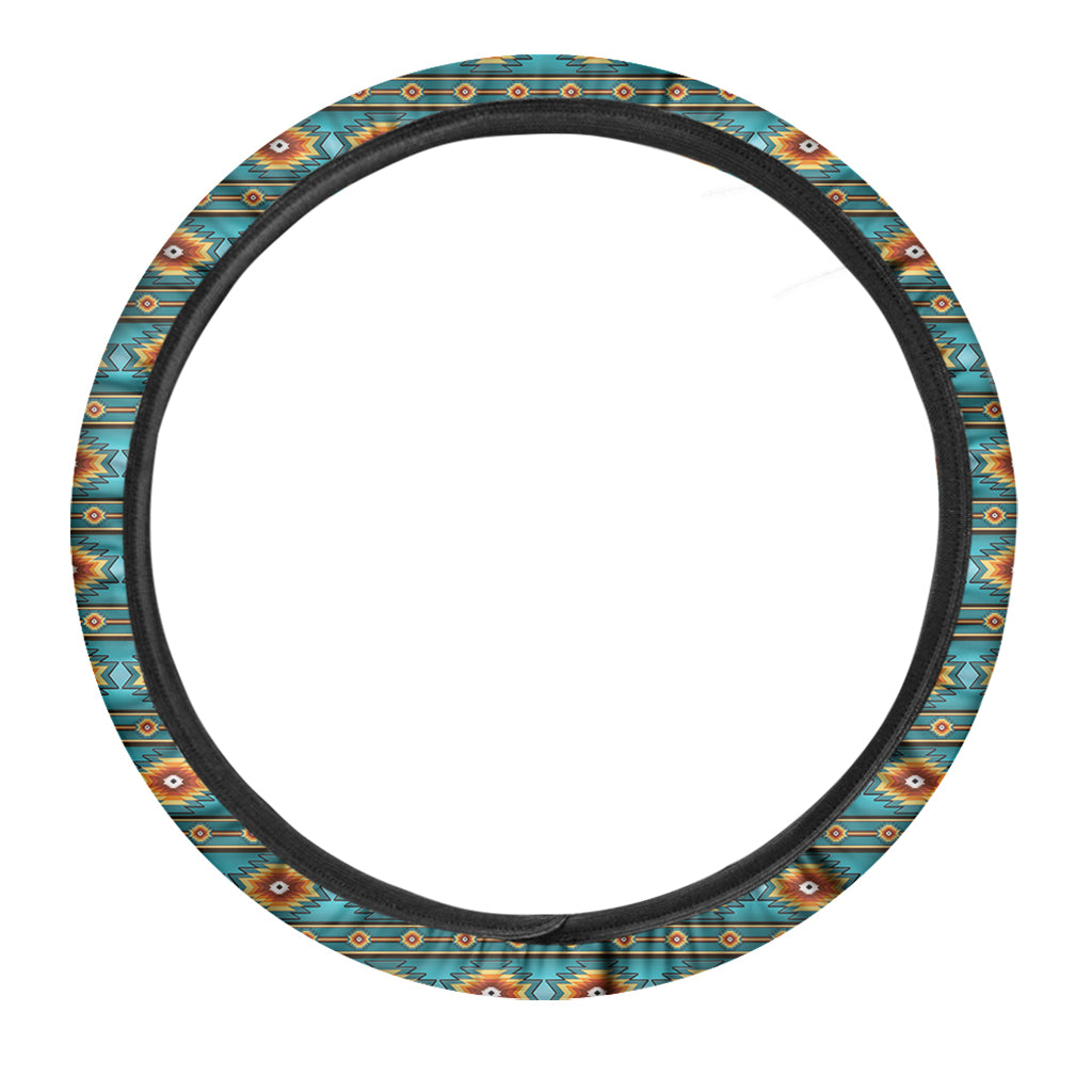 Ethnic Southwestern Navajo Pattern Print Car Steering Wheel Cover