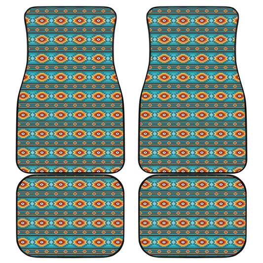 Ethnic Southwestern Navajo Pattern Print Front and Back Car Floor Mats