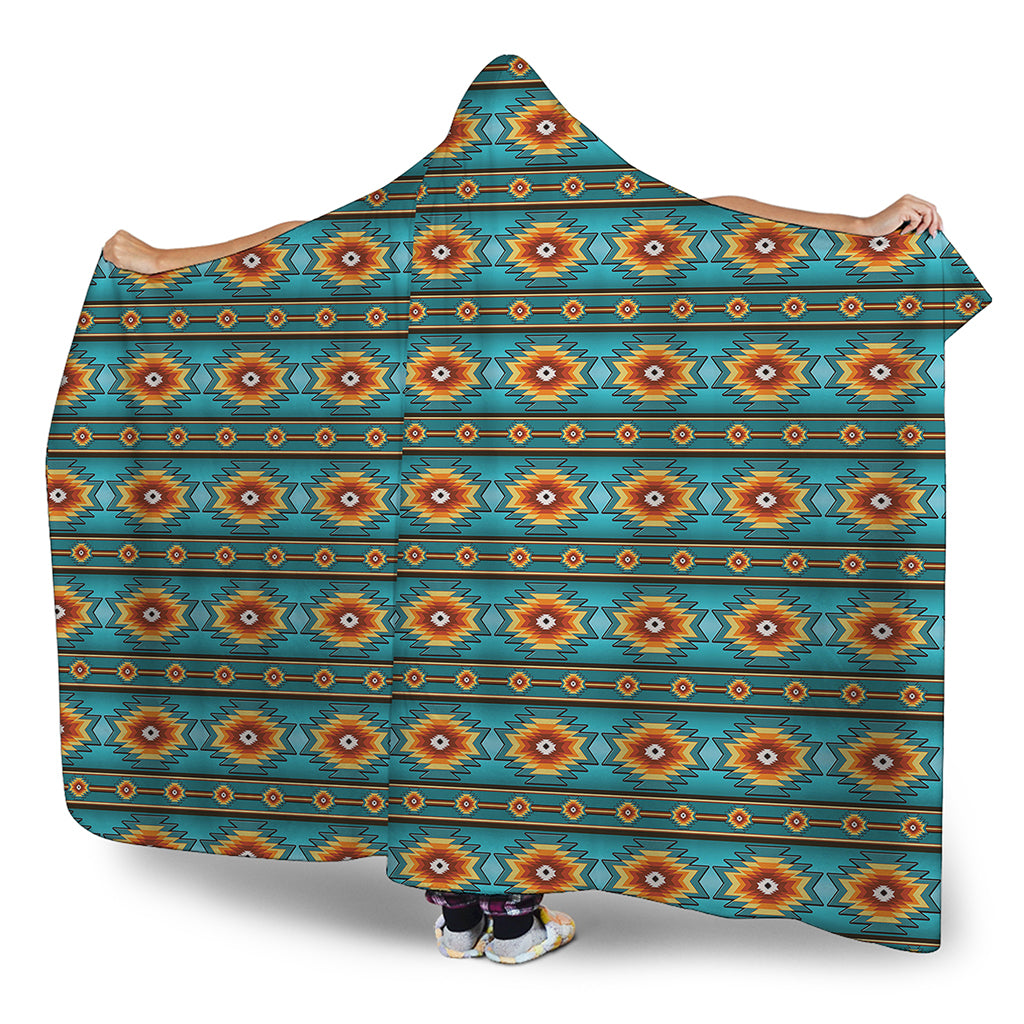 Ethnic Southwestern Navajo Pattern Print Hooded Blanket