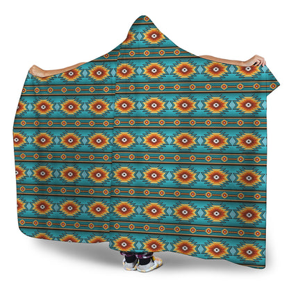 Ethnic Southwestern Navajo Pattern Print Hooded Blanket