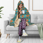 Ethnic Southwestern Navajo Pattern Print Hooded Blanket