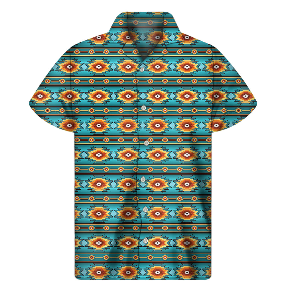 Ethnic Southwestern Navajo Pattern Print Men's Short Sleeve Shirt