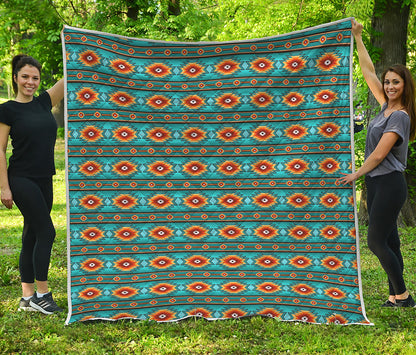Ethnic Southwestern Navajo Pattern Print Quilt
