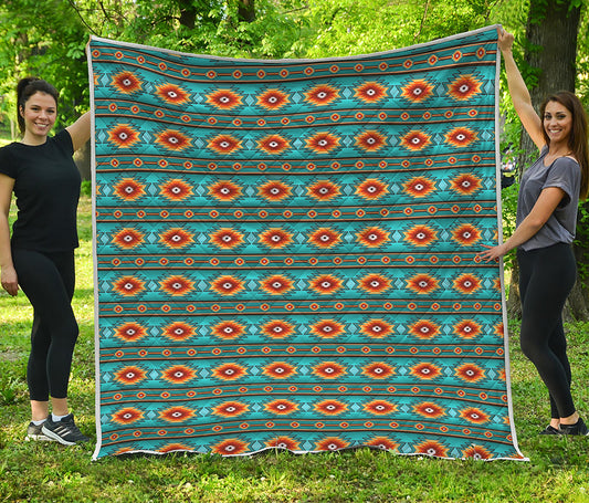 Ethnic Southwestern Navajo Pattern Print Quilt