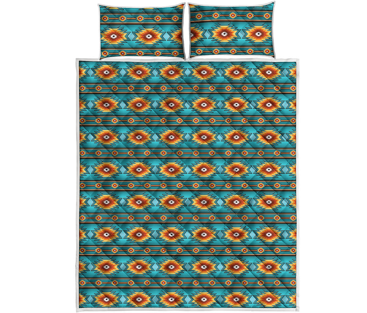 Ethnic Southwestern Navajo Pattern Print Quilt Bed Set
