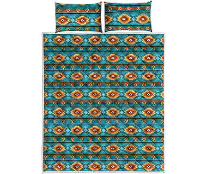 Ethnic Southwestern Navajo Pattern Print Quilt Bed Set