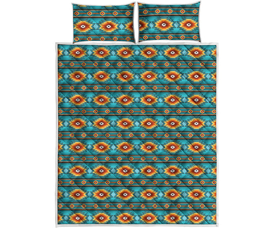 Ethnic Southwestern Navajo Pattern Print Quilt Bed Set