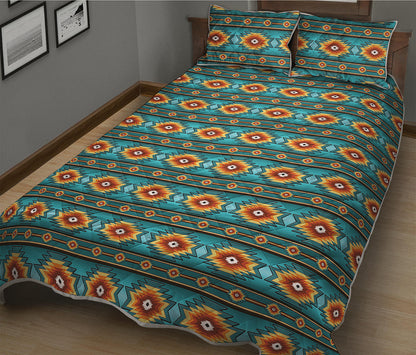 Ethnic Southwestern Navajo Pattern Print Quilt Bed Set