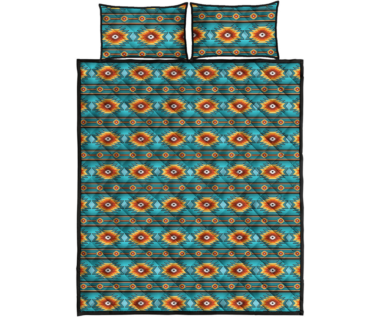 Ethnic Southwestern Navajo Pattern Print Quilt Bed Set