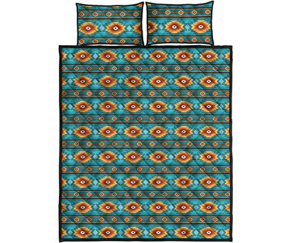 Ethnic Southwestern Navajo Pattern Print Quilt Bed Set